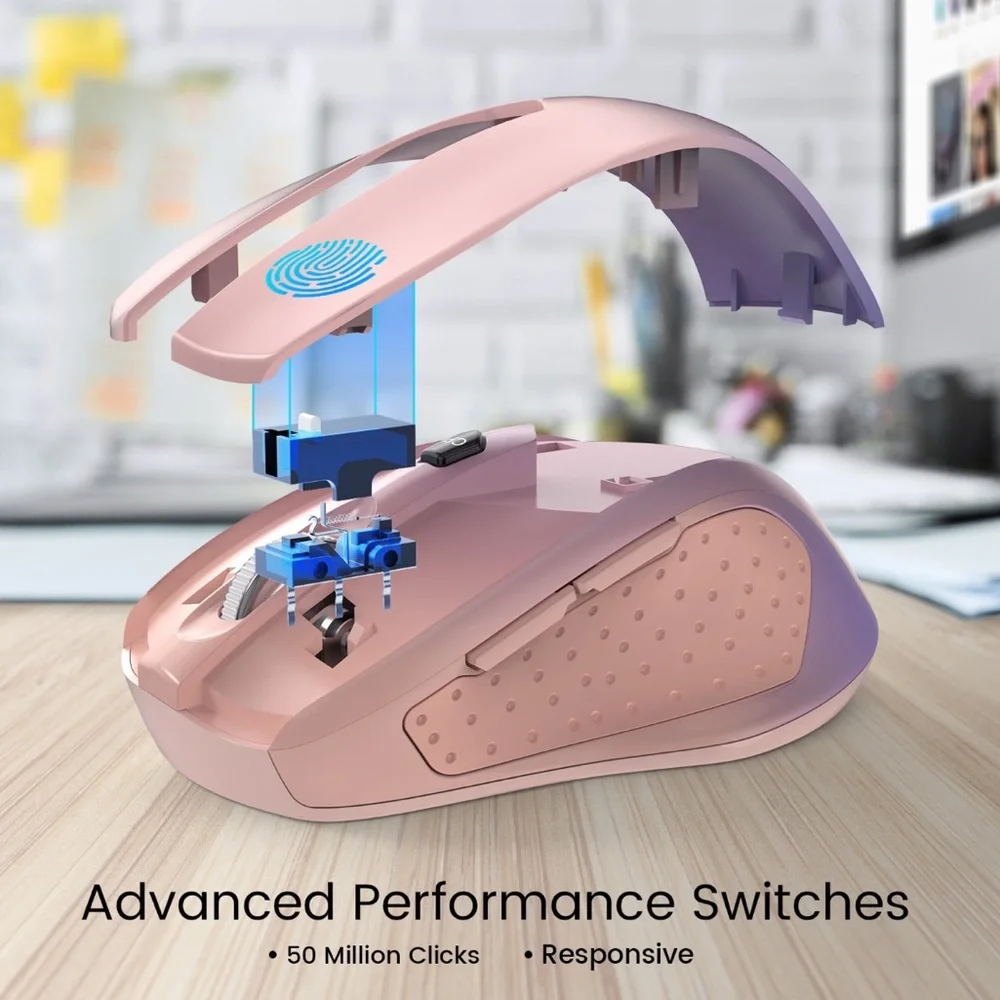 New 2.4G Wireless Portable Mouse w/ USB Receiver Ombre Pink to Purple D-09
